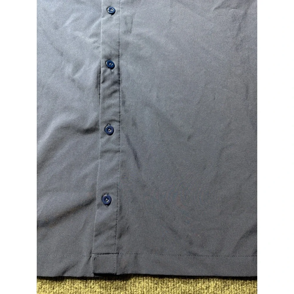 Adidas Mens Navy Blue Short Sleeve Button Down Performance Shirt HS8563 Large